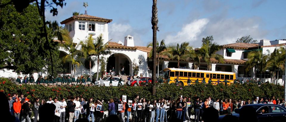 Brentwood School Los Angeles students march out of their campus in solidarity with students across the country for the National School Walkout in Los Angeles