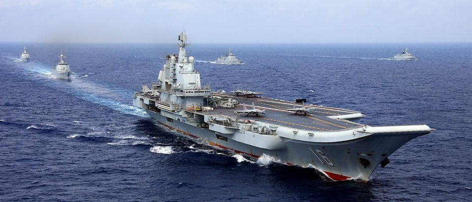 China's aircraft carrier Liaoning takes part in a military drill of Chinese People's Liberation Army (PLA) Navy in the western Pacific Ocean, April 18, 2018. Picture taken April 18, 2018. (REUTERS/Stringer)
