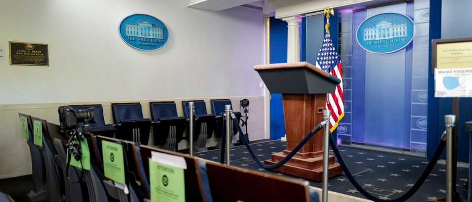 The James S. Brady Press Briefing Room at the White House is pictured empty ahead of U.S. President-elect Joe Biden's inauguration, in Washington