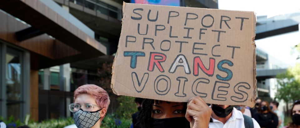 Rally in support of the Netflix transgender employee walkout "Stand Up in Solidarity", in Los Angeles