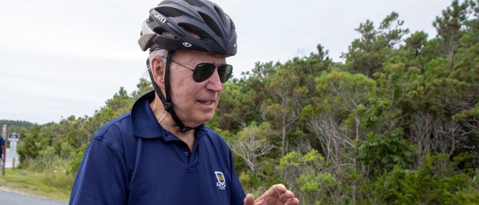 U.S. President Joe Biden takes a bike ride in Rehoboth Delaware