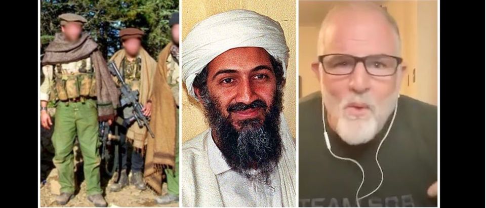 Osama Bin Laden, John McPhee (Credit: Daily Caller, United States Army/Public Domain/https://commons.wikimedia.org/wiki/File:Delta_force_GIs_disguised_as_Afghan_civilians,_November_2001_C.jpg and AFP via Getty Images)