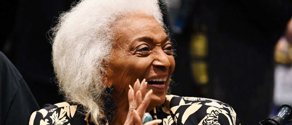 LOS ANGELES, CALIFORNIA - DECEMBER 05: Actress Nichelle Nichols attends the Nichelle Nichols Finale Celebration during 2021 Los Angeles Comic Con at Los Angeles Convention Center on December 05, 2021 in Los Angeles, California. (Photo by Chelsea Guglielmino/Getty Images)