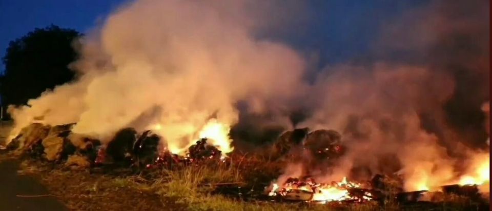 Hay set ablaze in The Netherlands