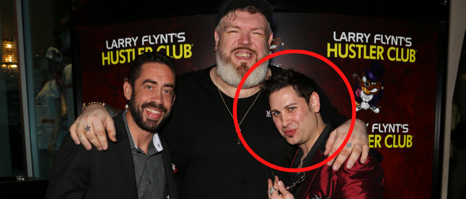 LAS VEGAS, NEVADA - JUNE 14: (L-R) Larry Flynt's Hustler Club General manager Ralph James, actor and DJ Kristian Nairn and producer Dave Bryant attend the Rave of Thrones comic con party at The Hustler Club on June 14, 2019 in Las Vegas, Nevada. (Photo by Gabe Ginsberg/Getty Images for GR Management )