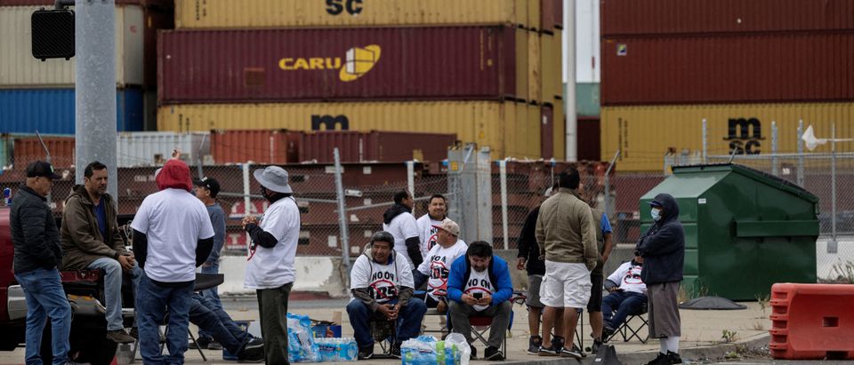 FILE PHOTO: Trucker protests halt cargo movement at California's No. 3 seaport