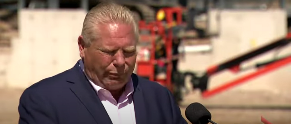 Ontario Premier Doug Ford Swallows A Bee During LIve Press Conference. Global News