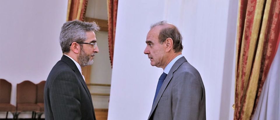 Iran's Deputy Foreign Minister and Chief Nuclear Negotiator Ali Bagheri Kani meets with Deputy Secretary General of the European External Action Service (EEAS), Enrique Mora, in Tehran