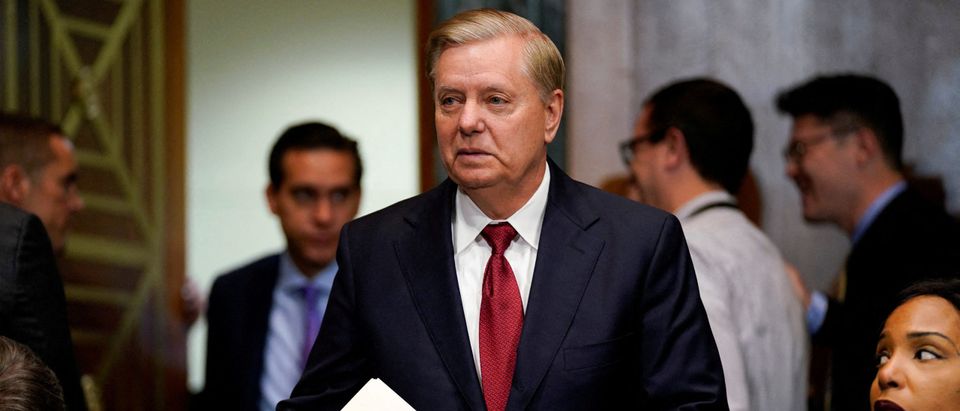 FILE PHOTO: Sen. Lindsay Graham (R-SC) arrives ahead of U.S. Attorney General William Barr testifying before a Senate Judiciary Committee hearing entitled "The Justice Department's Investigation of Russian Interference with the 2016 Presidential Election.