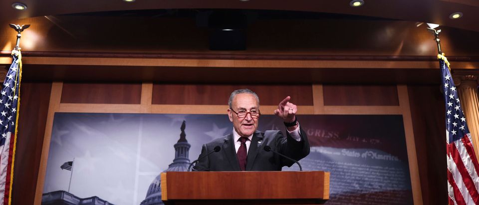 Sen. Schumer Holds News Conference Discussing The Inflation Reduction Act
