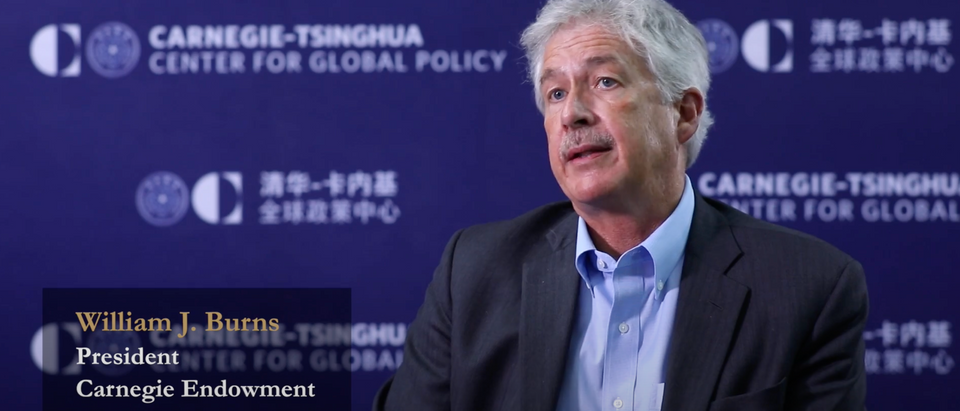 CIA Director William Burns formerly headed the Carnegie Endowment for International Peace while it employed at least 20 members of the Chinese Communist Party. [Screenshot/YouTube/Carnegie-TsinghuaCenter]