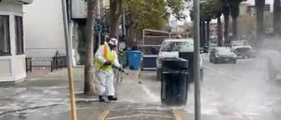San Francisco Public Works crews clean the streets in Castro. [Twitter Screenshot Sergio Quintana]