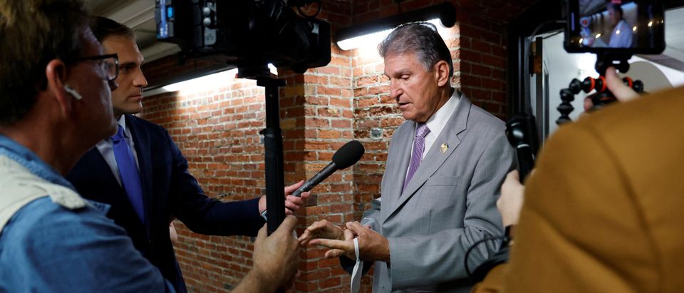 U.S. Senator Manchin speaks with reporters on Capitol Hill in Washington