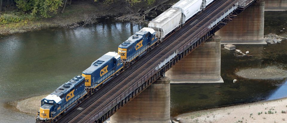 FILE PHOTO: A CSX freight train crosses the Potomac River in Harpers Ferry, West Virginia