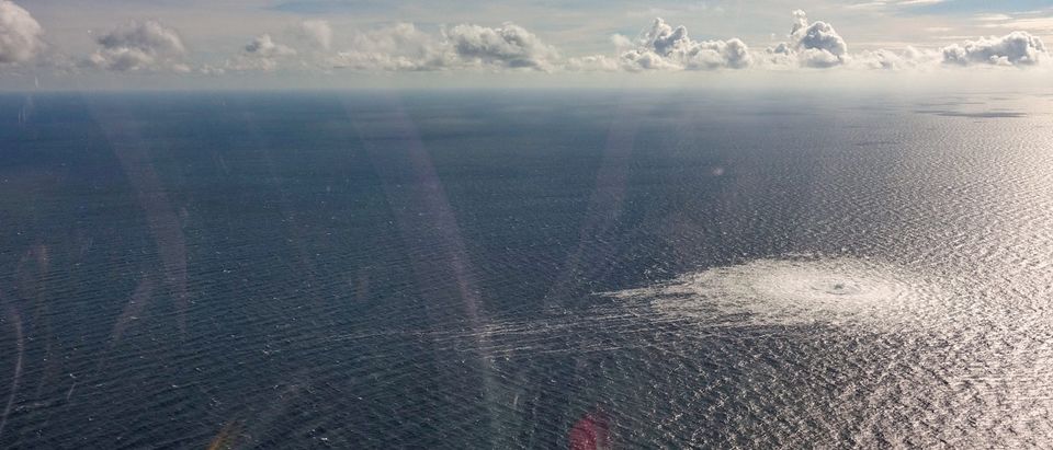 Gas leak at Nord Stream 2 as seen from the Danish F-16 interceptor on Bornholm