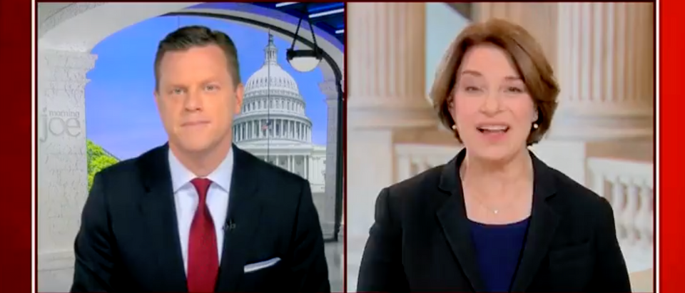 Minnesota Democratic Sen. Amy Klobuchar thanked MSNBC Tuesday for being the gold star of truth while discussing new legislation.[Screenshot MSNBC]