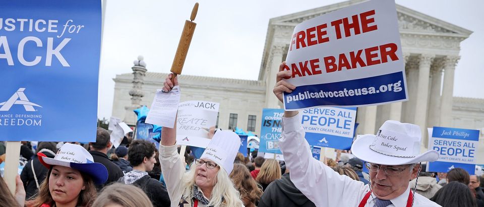 Protestors Hold Rallies Outside Supreme Court Over Cakeshop Civil Rights Case