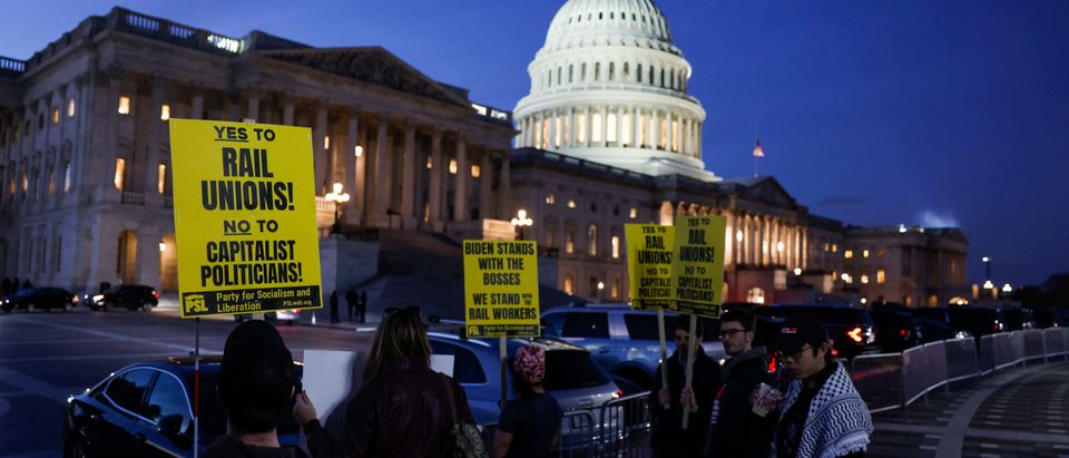 Labor Activists Rally Outside The U.S. Capitol Building In Support Of Rail Unions