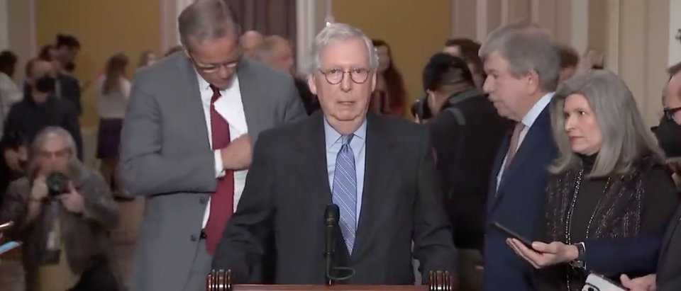 Senate Minority Leader Mitch McConnell took a jab at former President Donald Trump Tuesday, saying it would be unlikely that he would "ever be elected" again.[Screenshot Twitter Greg Price]