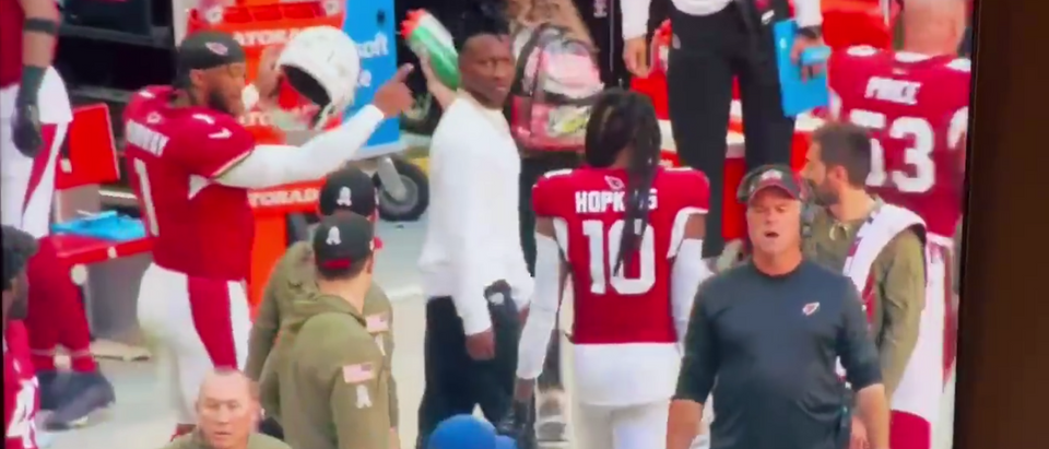 During HBO's premiere of "Hard Knocks In Season: The Arizona Cardinals," Arizona Cardinals quarterback Kyler Murray and wide receiver DeAndre Hopkins got into a heated argument after Hopkins accused Murray of having terrible field vision. [Twitter/Screenshot/Public — User: @radiojody]