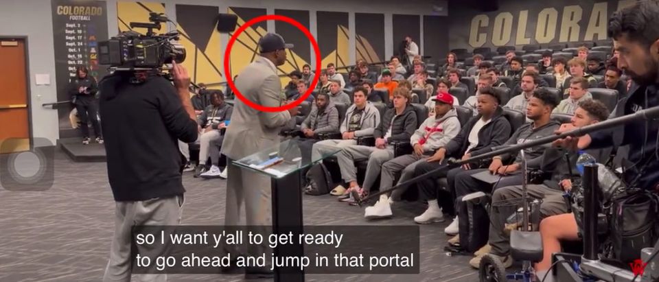 After being announced as the new head football coach of the University of Colorado Dec. 4, Deion Sanders told players to hit the transfer portal if they need to, because he's bringing his own "luggage, and it's Louis." [Twitter/Screenshot/Public — User: @CollegeFBPortal]