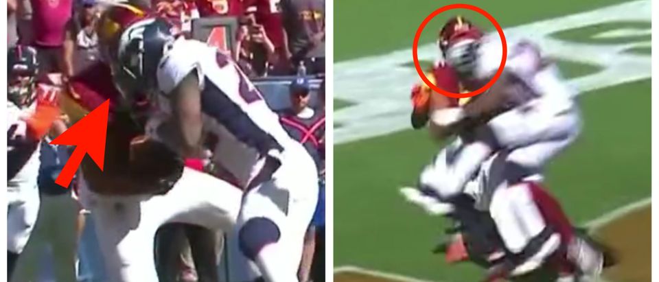 Broncos' Kareem Jackson Ejected for Hit on Logan Thomas; Commanders TE Has  Concussion